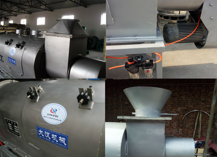 氣旋篩：電機(jī)，進(jìn)料口，氣壓裝置等特寫圖片