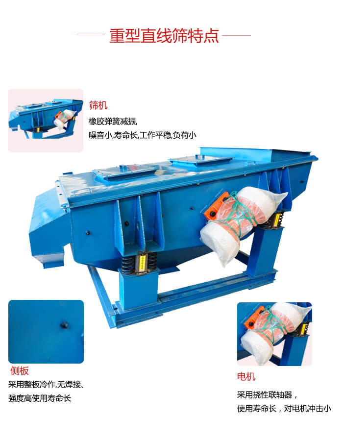 重型直線篩：篩機(jī)，側(cè)板，電機(jī)展示圖